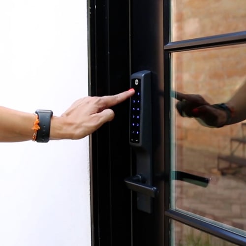 Keypad security on a door