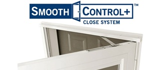 smooth control logo and image of andersen storm door closure